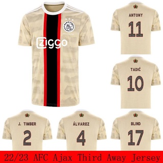 เสื้อกีฬาแขนสั้น ลายทีมชาติฟุตบอล AFC Ajax Third Away FTB 2022-2023 ชุดเหย้า