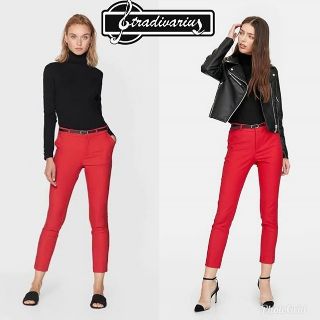 Stradivarius : Red Smart trousers