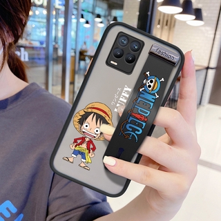 (พร้อมสายรัดข้อมือ) For Realme 8 Pro 8 4G 8i Realme 8 5G Realme GT Neo2 Realme GT Master Realme GT 5G อะนิเมะเคส Luffy การ์ตูนกันกระแทก Frosted ฝาหลังเลนส์ป้องกันเคสใส่โทรศัพท์