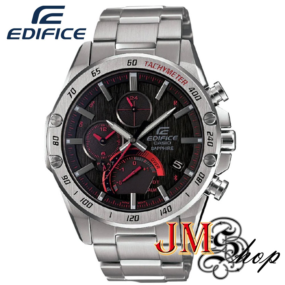 Casio Edifice Smartphone Link นาฬิกาข้อมือผู้ชาย สายสแตนเลส รุ่น EQB-1000XD-1ADR (หน้าปัดสีดำ / แดง)
