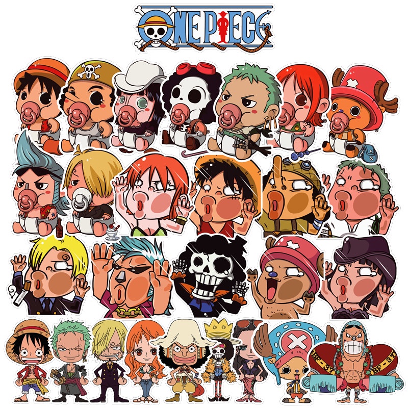 พร้อมส่งลายการ์ตูนอะนิเมะ Big Size 10-12cm วันพีช onepiece 28แผ่น กันน้ำ สติ๊กเกอร์ ใช้ซ้ำได้