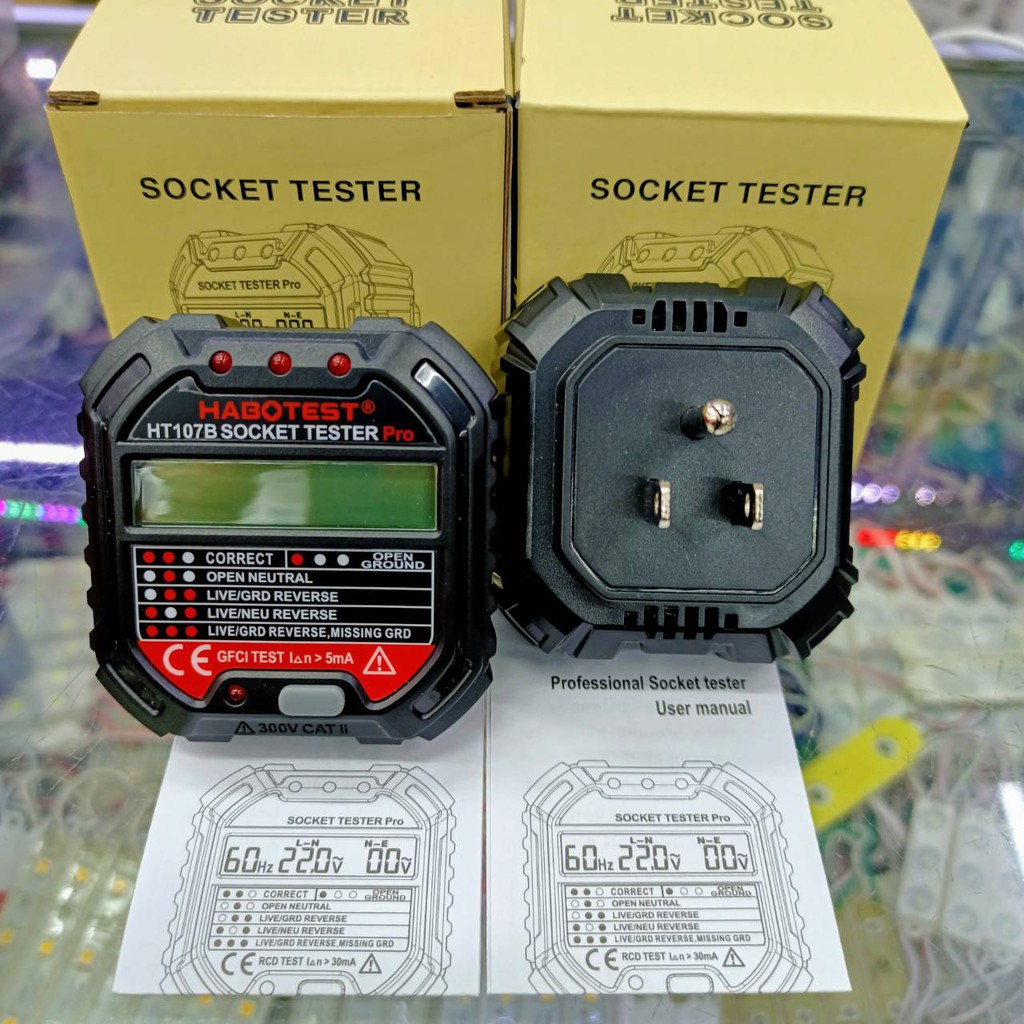 HABOTEST HT107B NEW 2021 Socket Testes Pro เครื่องตรวจปลั๊กวัดไฟดิจิตอล ...