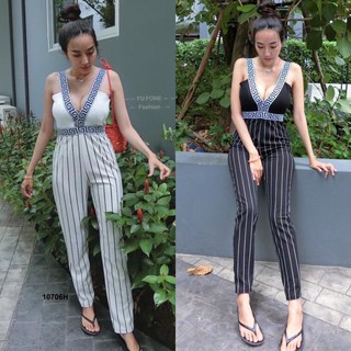 CS10706 Jumpsuit จั้มสูทสายกราฟฟิกขายาว