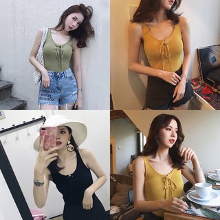 Lemon_vibes “พร้อมส่ง” เสื้อกล้ามผูกหน้าได้ (รหัส 9242)