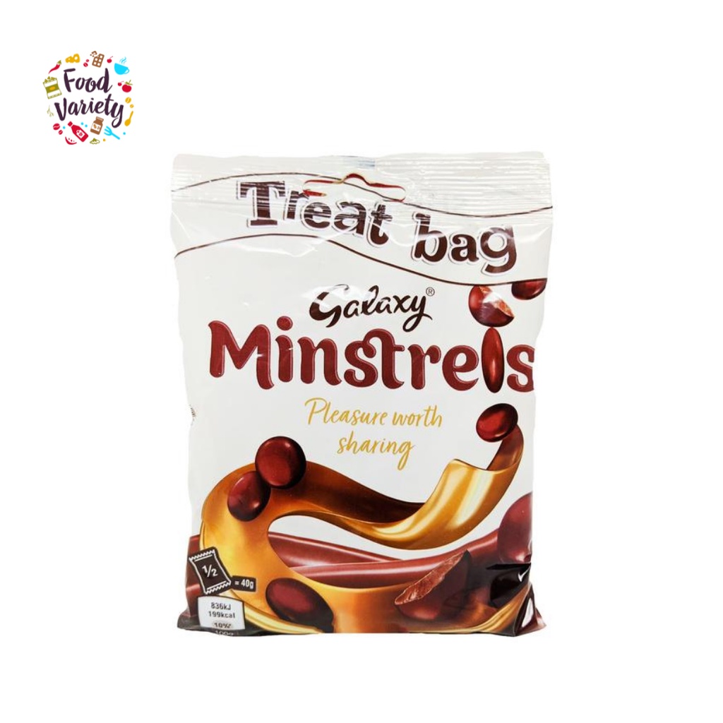 Galaxy Minstrels Milk Chocolate Treat Bag 80g แกแล็กซี่ มินสเตรลส์ ช็อกโกแลตนม 80 กรัม