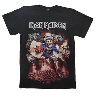 คอตต้อนคอกลม♟เสื้อวง Iron Maiden rock Tshirt เสื้อวงร็อค Iron MaidenS-5XL