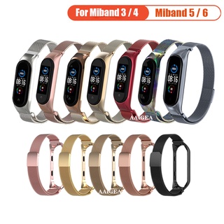 สายนาฬิกาข้อมือ สเตนเลส โลหะ แม่เหล็ก สําหรับ Xiaomi mi band 6 5 4 Pulseira MIband for mi band 4 3