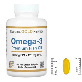 Omega-3 Premium Fish Oil น้ำมันปลาโอเมก้า3,  180 EPA / 120 DHA, 100 Fish Gelatin Softgels