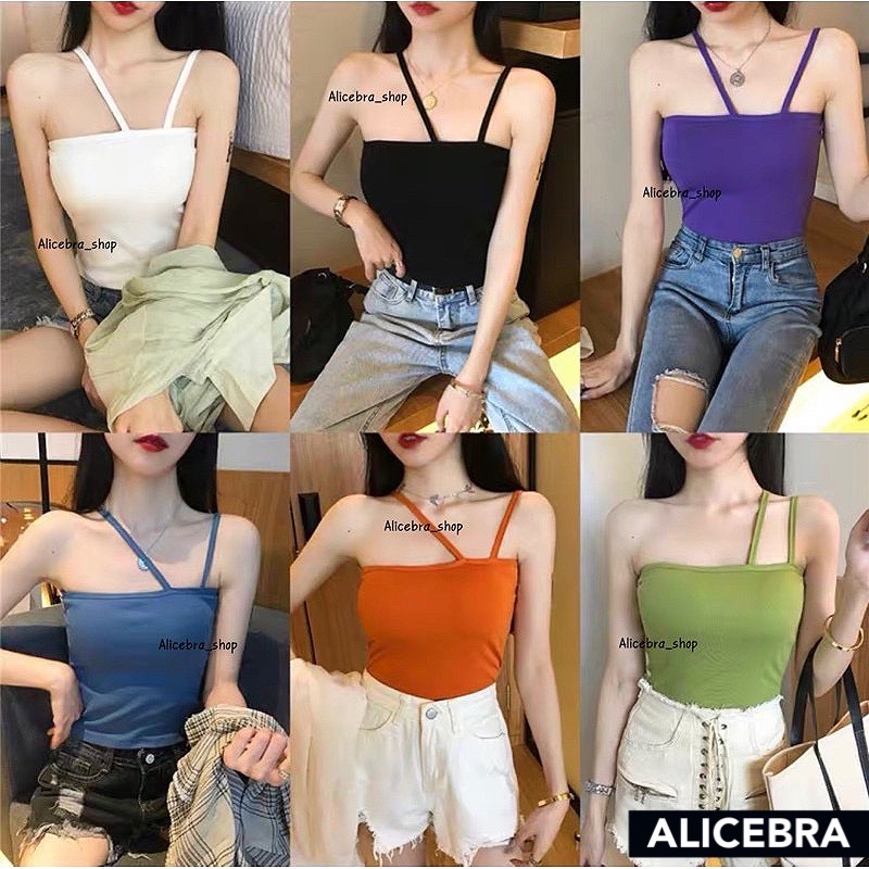 𝗔𝗟𝗜𝗖𝗘𝗕𝗥𝗔 สายเดี่ยวสายคู่ ใส่ได้2แบบ สายเดี่ยวแฟชั่น ไม่มีฟองน้ำ