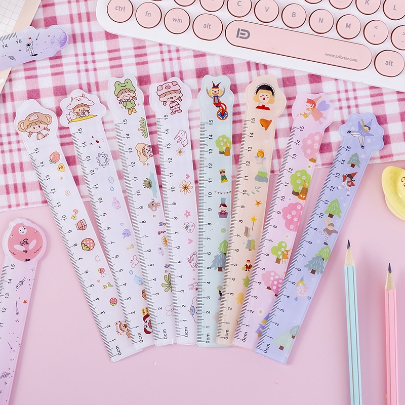 mome ไม้บรรทัดลายการ์ตูน 15cm ไม้บรรทัดวาดรูป ไม้บรรทัดสอบ อุปกรณ์การเรียน