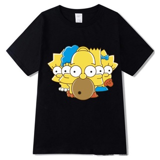 เสื้อยืดคอกลม พิมพ์ลาย The Simpsons แฟชั่นสําหรับผู้ชาย และผู้หญิง 2022S-5XL