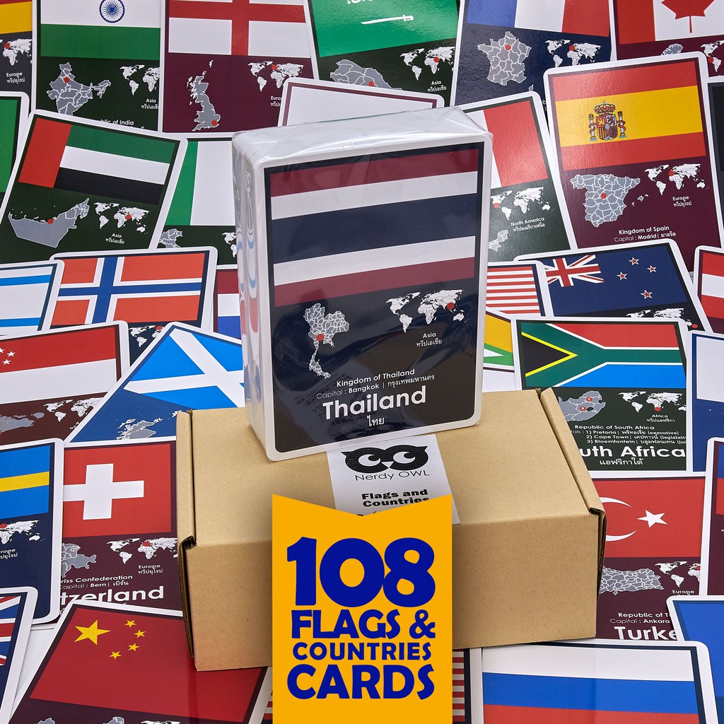 แฟลชการ์ด บัตรคำ การ์ดคำศัพท์ Flash Cards [ธงชาติ/ประเทศ ชุด1 Flags & Countries Part 1] 108 ใบ ของเล่นเสริมพัฒนาการ