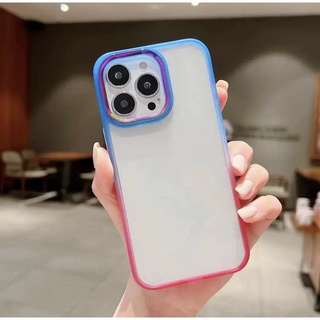 เคสหลังใสขอบสีทูโทน Case Vivo Y01 V23 V23E Y93 Y95  Y1S Y20 Y12S Y11 Y12 Y15 Y17 Y15S เคสกันกระแทก ไล่สี ขอบนิมหลังแข็ง