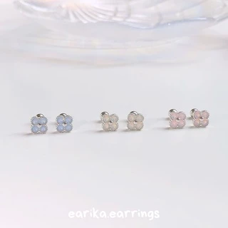 earika.earrings - opal clover piercing จิวหูเงินแท้จี้ดอกโคลเวอร์โอปอล (มีให้เลือก 3 สี) เหมาะสำหรับคนแพ้ง