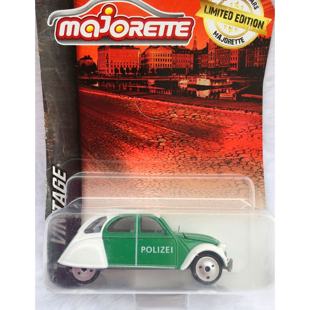 Majorette Citroen 2CV - Polizei - Green/White Color /Wheels VIND /scale 1/64 (3 inches) Long Package
