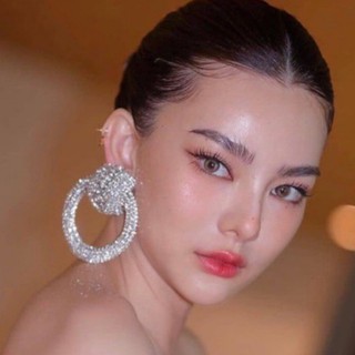 ต่างหูวงกลมขนาดใหญ่ Rhinestone Earrings