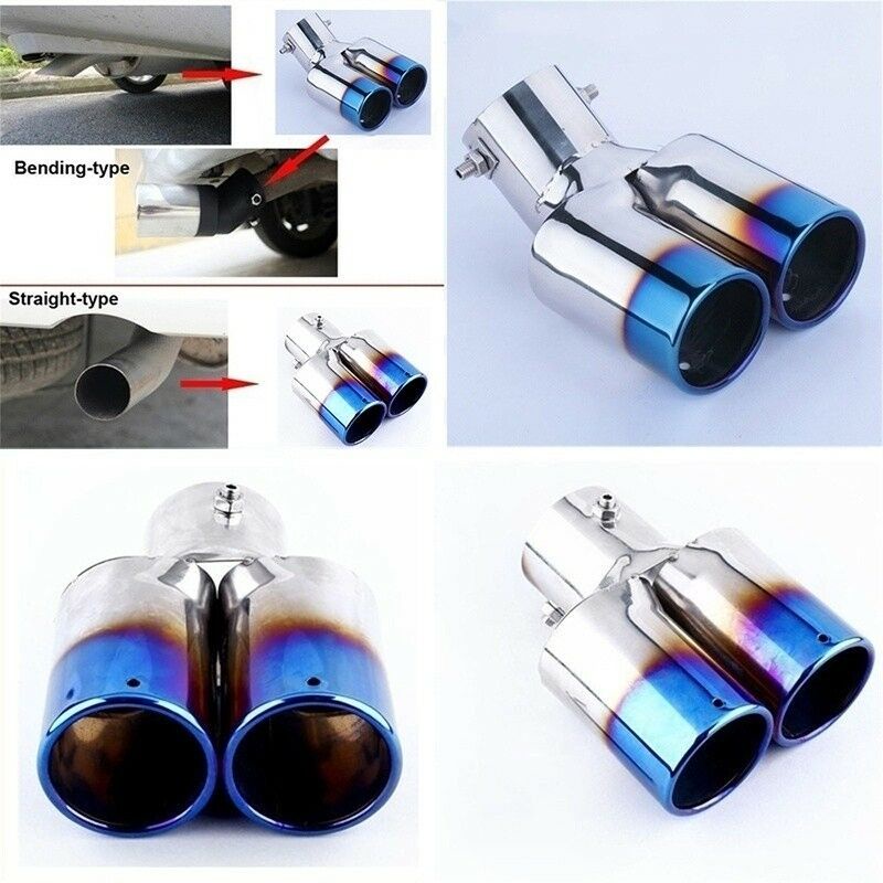 Universal Stainless Steel Car Dual Exhaust Trim Tip Tail Pipe Car Tail ...