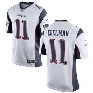 เสื้อกีฬาแขนสั้น ลายทีมชาติฟุตบอล NFL No.11 Julian Edelman ทรงหลวม สไตล์อังกฤษ สําหรับผู้ชาย และผู้หญิง# อัพ