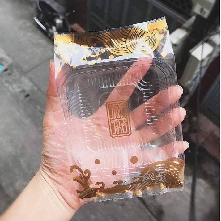 ถุงขนมไหว้พระจันทร์ ปิดผนึก ~ คลื่น (ขนาด 10 | 200-250gr) - ชุด 100