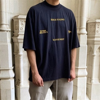 เสื้อยืดแขนสั้น ทรงหลวม ลาย CPFM Kanye WEST Kanye Jesus is King American แฟชั่นฤดูร้อน สไตล์สตรีท สําหรับผู้ชาย