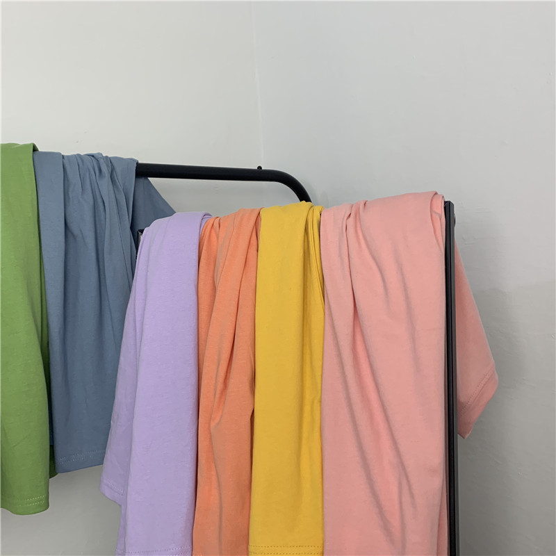 Random Color [Ready Stock] New Plus Size Uniqlo Solid Color T-shirt Round Neck Loose㏄ #6