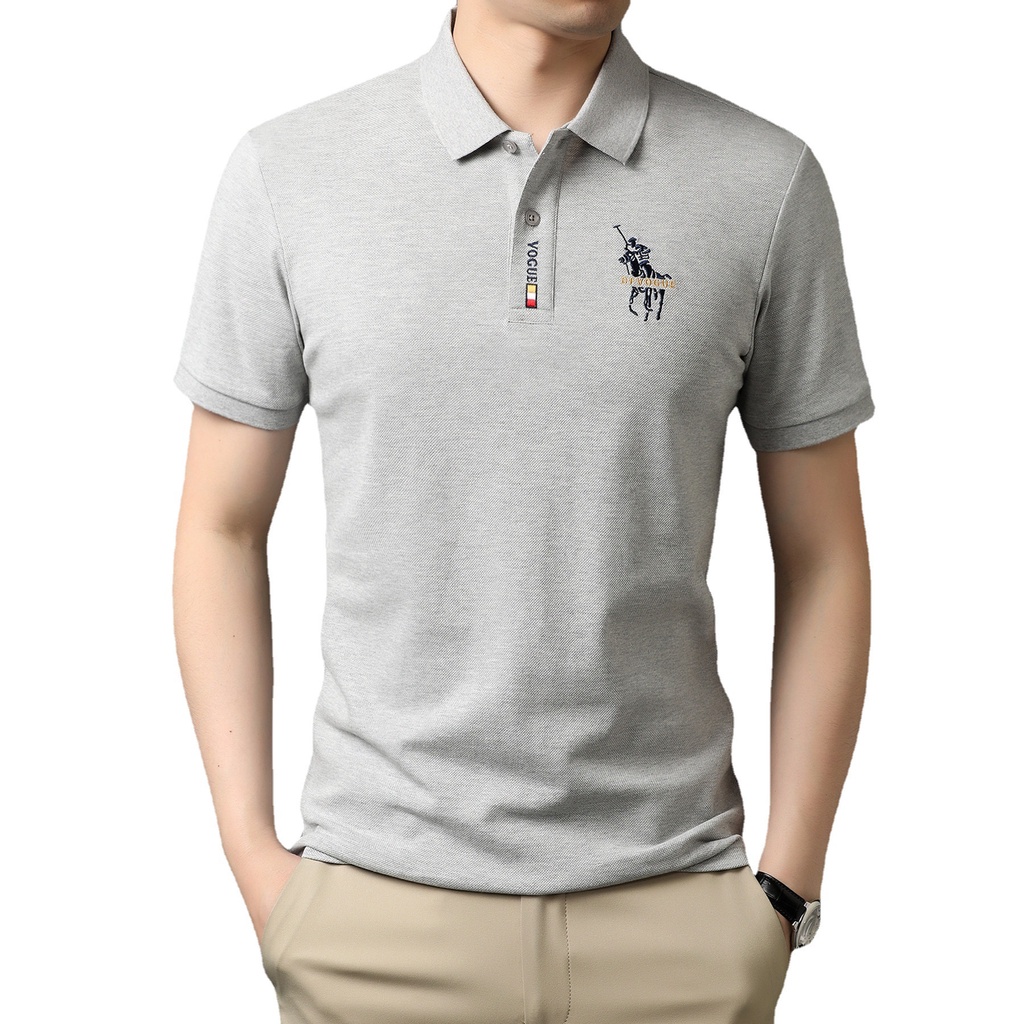 ใหม่ เสื้อโปโล ชาย แขนสั้น ปักลาย สีพื้น ลําลอง สไตล์นักธุรกิจ 7 สี  เสื้อโปโลชาย - รูปที่ 6