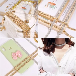 Qiao สายโซ่คริสตัล พลอยเทียม กลิตเตอร์ 1 หลา สําหรับตกแต่งชุดเดรส