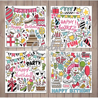 (พร้อมส่ง มี 4 แบบให้เลือก) การ์ดอวยพรวันเกิด  ( Birthday card) + ซอง