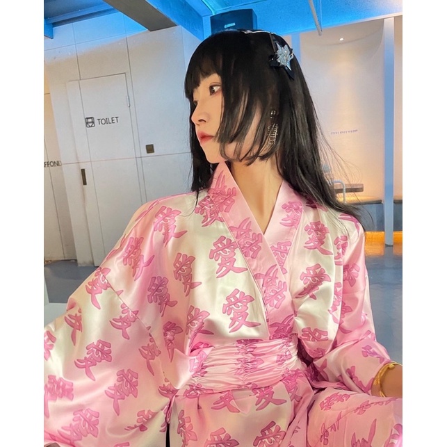 CFIERCE “爱”印花浴衣 BRAND.ชุดคลุมกิโมโนที่ต้องห้ามพลาด💖