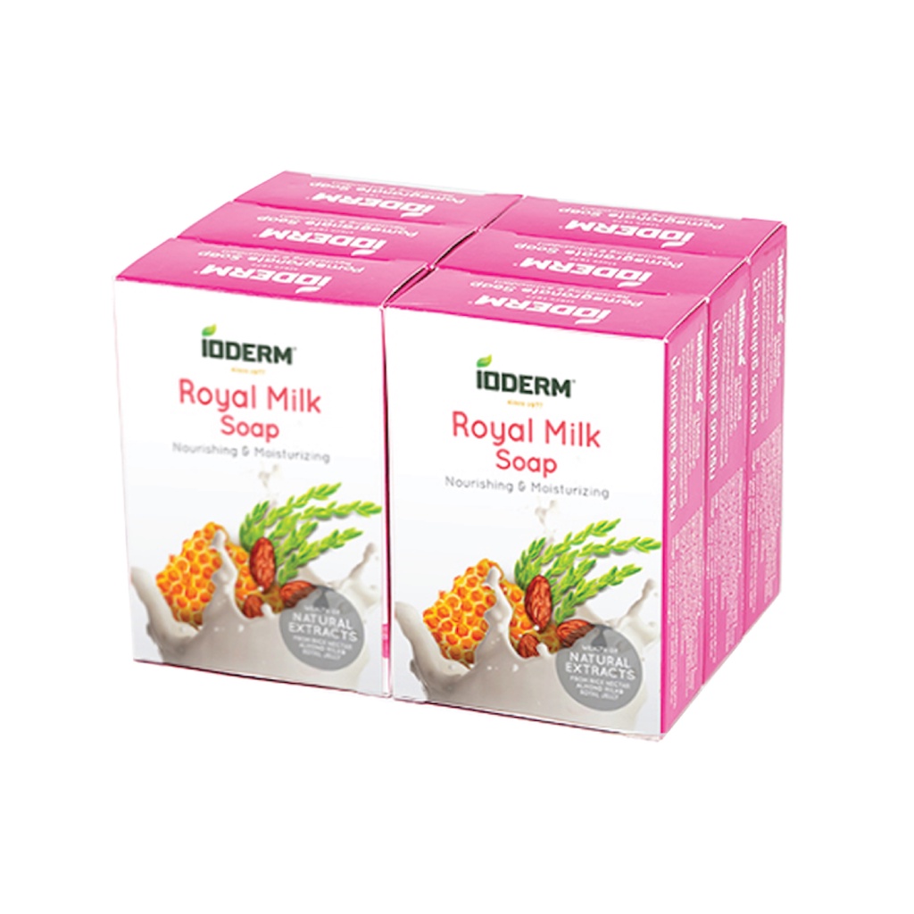 IODERM สบู่นม Royal Milk น้ำนมข้าว น้ำนมอัลมอนต์ และนมผึ้ง 90 กรัม แพค 6 กล่อง ราคา ถูกที่สุด ดีลบีเคเค แกลเลอรีภาพที่ 2