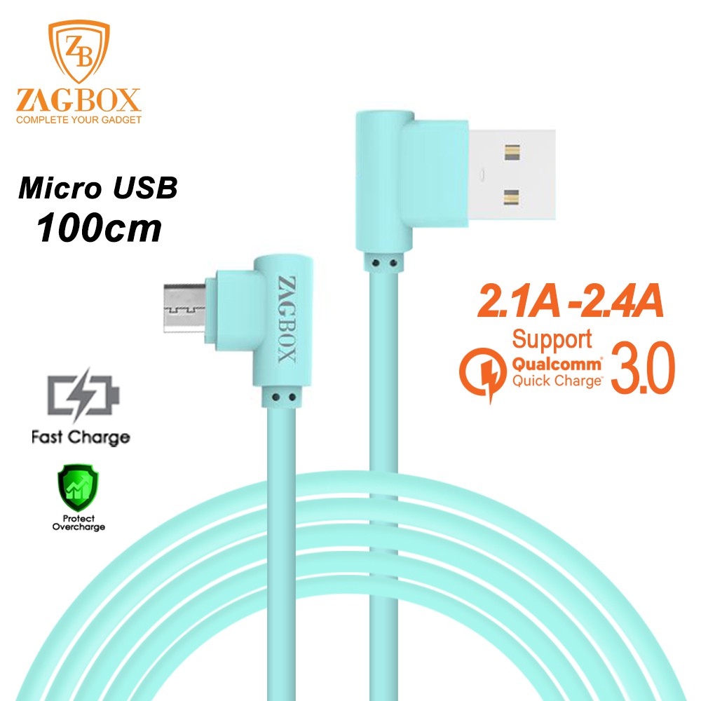 ZAGBOX - T รุ่น Micro USB Fast Charging Data Cable 2.4A 100cm (Z-168)