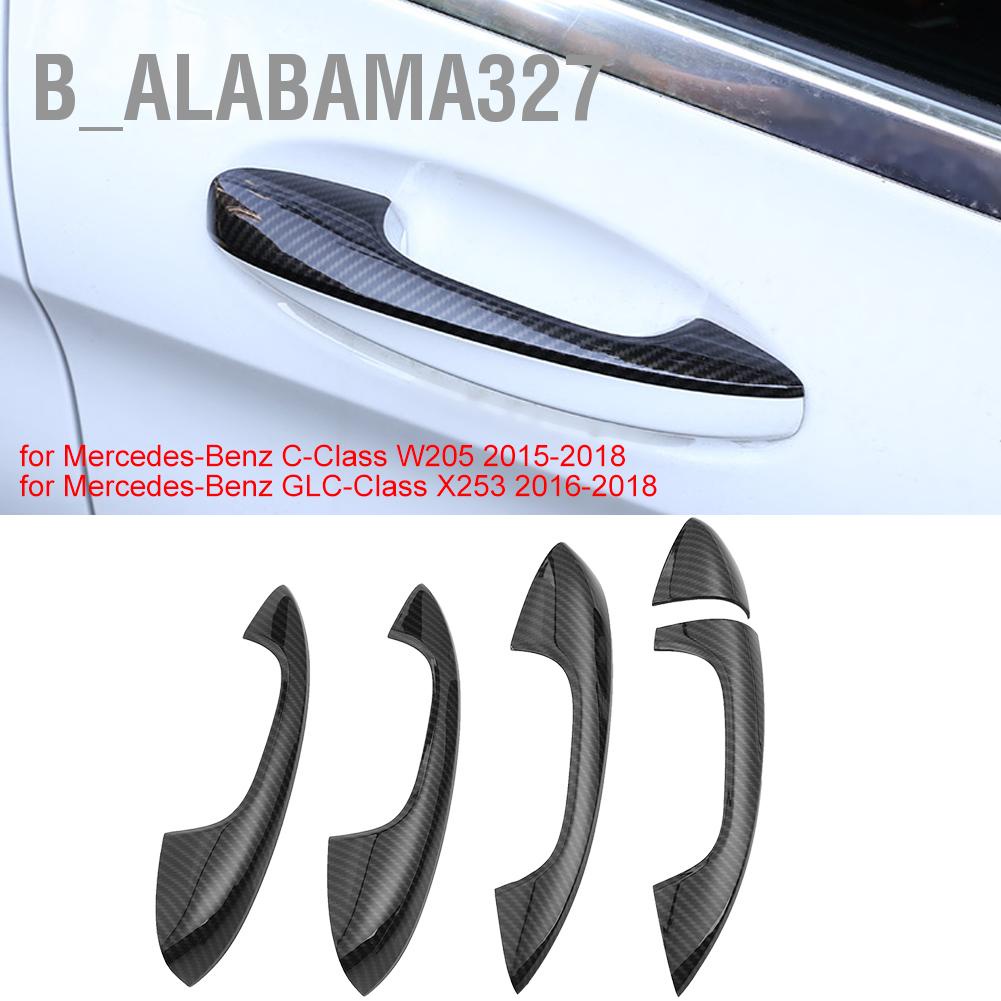 Alabama327 ฝาครอบมือจับประตูรถยนต์ คาร์บอนไฟเบอร์ สําหรับ Mercedes-Benz C-Class W205 Glc X253 2015-2018