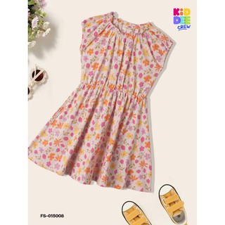 KiddeeCrew ชุดกระโปรงเด็กสี Pink floral dress เหมาะสำหรับอายุ 1-10 ปี