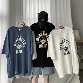 พร้อมส่ง🔥เสื้อยืดเกาหลี oversize เสื้อยืดคอกลมแขนสั้นพิมพ์ลายแฟชั่นผู้ชาย ทรงหลวม เสื้อยืดใส่สบาย