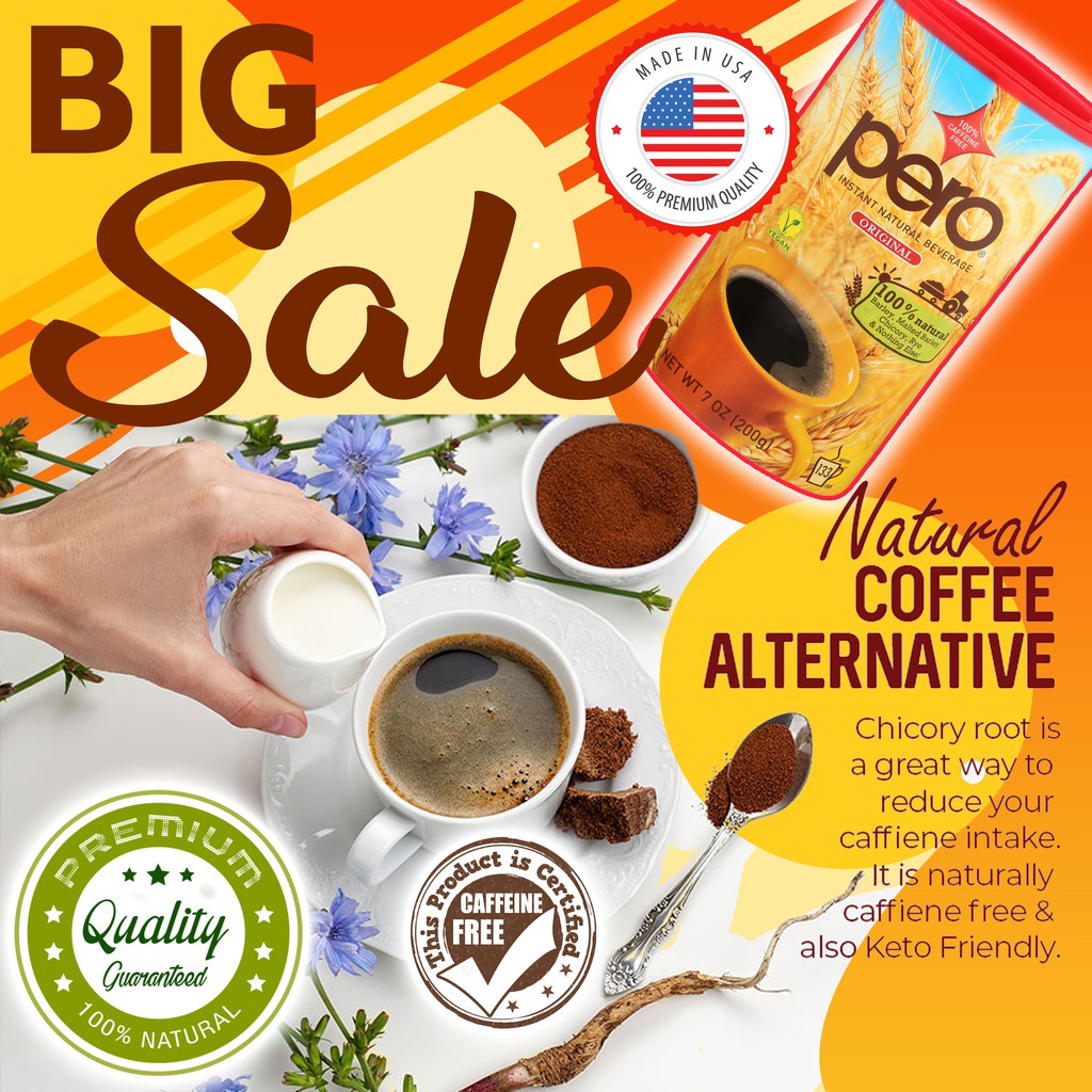 😍 เครื่องดื่มทดแทนกาแฟ ไม่มีคาเฟอีน 🍮 PERO Instant Natural Beverage (Healthful Coffee Alternative) Caffeine Free 🤩