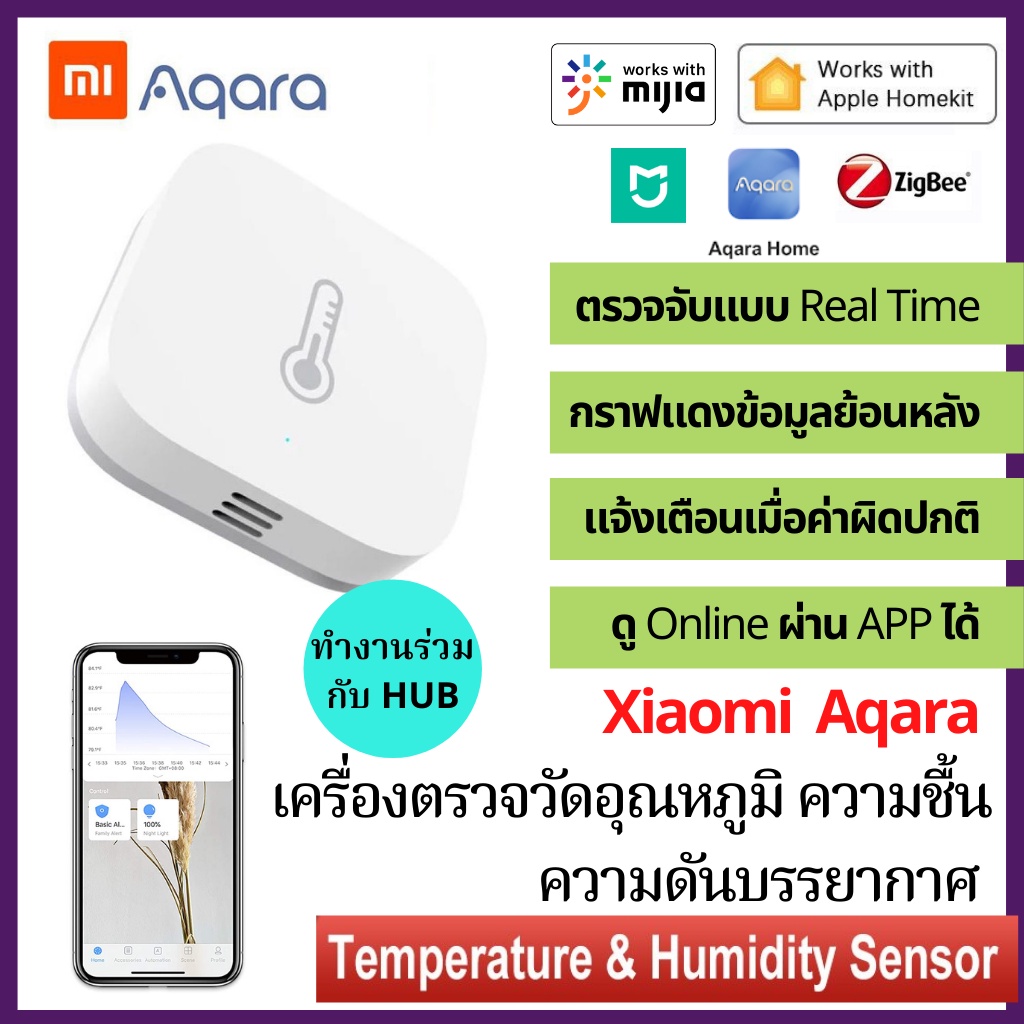 Xiaomi Youpin Aqara เครื่องตรวจวัดอุณหภูมิ และความชื้น สีขาว Xiaomi Aqara Temperature Humidity Senso