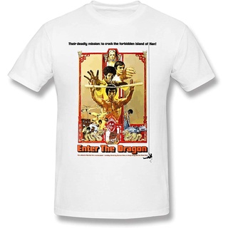 ผ้าฝ้ายคอกลมเสื้อยืดโอเวอร์ไซส์ใหม่สไตล์ขายร้อน Cool Funny Bruce LEE Enter The Dragon โปสเตอร์ภาพยนตร์ผู้ชายแขนสั้นเสื้อ