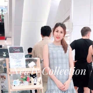 เดรสแขนกุด ชายระบายย้น newly collection ผ้าทอสก็อตเทาญี่ปุ่น อก 36”เอว30”สะโพกF”ความยาว 35”