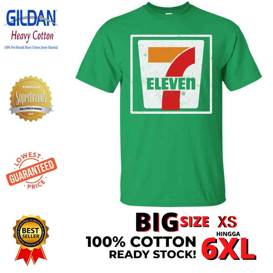 Lujingyi เสื้อยืดผ้าฝ้าย 100% พิมพ์ลายโลโก้ Seven Eleven 7 11 ขนาดใหญ่สําหรับผู้ชาย