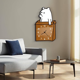 นาฬิกาแขวนผนัง Box Bear Cartoon Creative Silent Living Room ห้องนอนห้องเด็กอนุบาลนาฬิกานาฬิกานาฬิกาน่ารักโต๊ะตกแต่ง