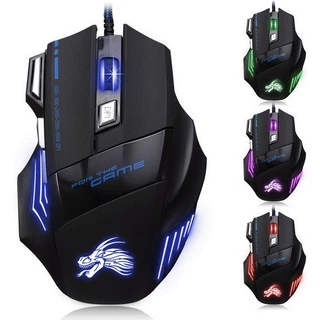 เมาส์เกมมิ่งออพติคอล 5500 DPI 7 ปุ่ม มีไฟ LED พอร์ต USB คุณภาพสูง สําหรับ Pro Gamer