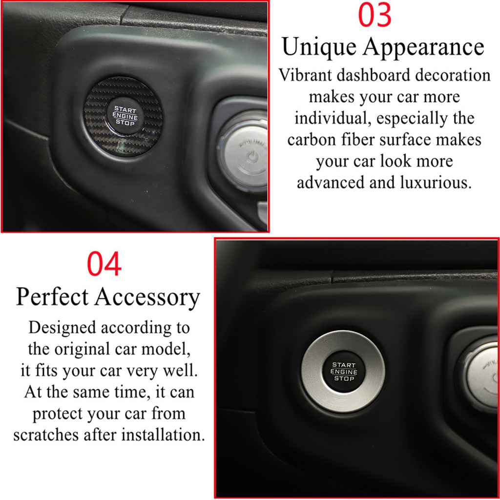 Car Start Stop Button Knob Switch Decoration Ring for Jeep Wrangler JL ...