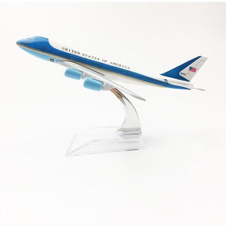 โมเดลเครื่องบิน United States of America Boeing 747 (Air Force One) ขนาด 16 ซม.ทำด้วยเหล็ก สวย งานละเอียด - ของเล่น