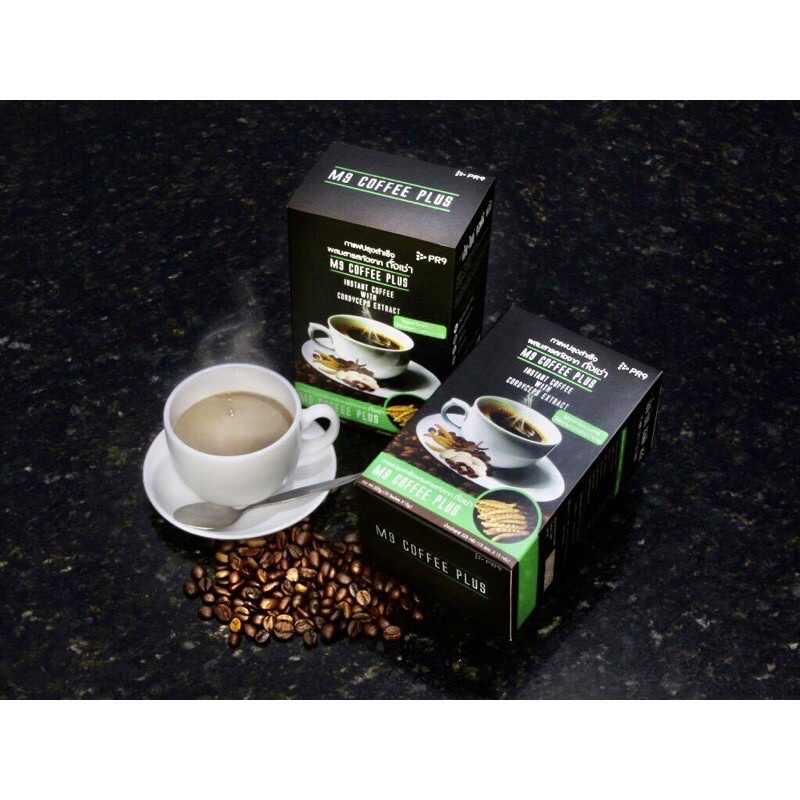 Pr9 เอ็มไนน์ คอฟฟี่พลัส กาเเฟผสมถั่งเช่า กาเเฟถังเช่า กาเเฟผสมโสม กาเเฟเพื่อสุขภาพ ตรา M9 Coffee plu