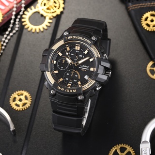 นาฬิกา Casio รุ่น MCW-110H-9A  นาฬิกาข้อมือผู้ชายสายเรซิน สีดำ /ทอง -มั่นใจ ของแท้ 100% รับประกัน1 ปีเต็ม