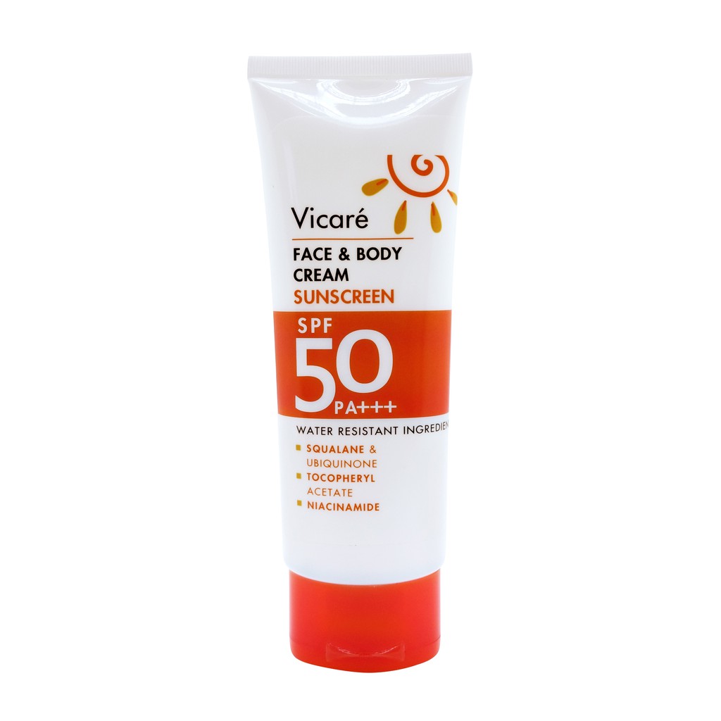 Vicare' Face & Body Cream SPF50 PA+++ 80ml ครีมกันเเดดแบบกันน้ำ เนื้อสำผัสบางเบา