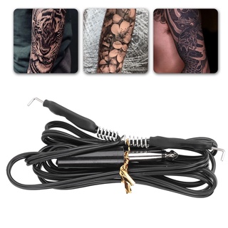 Tattoo Clip Cord สายไฟซิลิโคนสปริง พร้อมตะขอ แบบพกพา สําหรับเครื่องสัก สีดํา