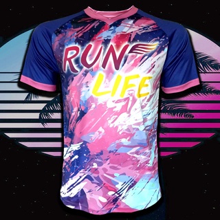 เสื้อวิ่ง เสื้อออกกำลังกาย Running jersey  Run Life #RU0002 พิมพ์ลาย ไซส์ S-5XL