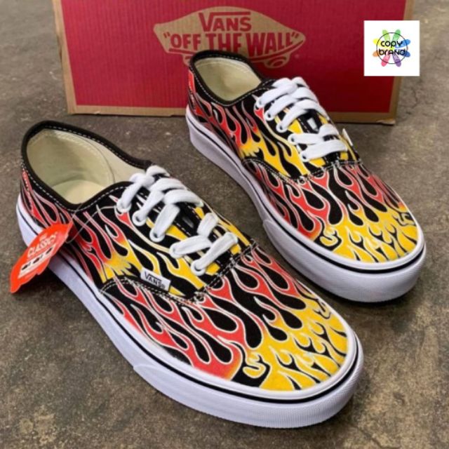 vans authentic mash up flame skate shoes