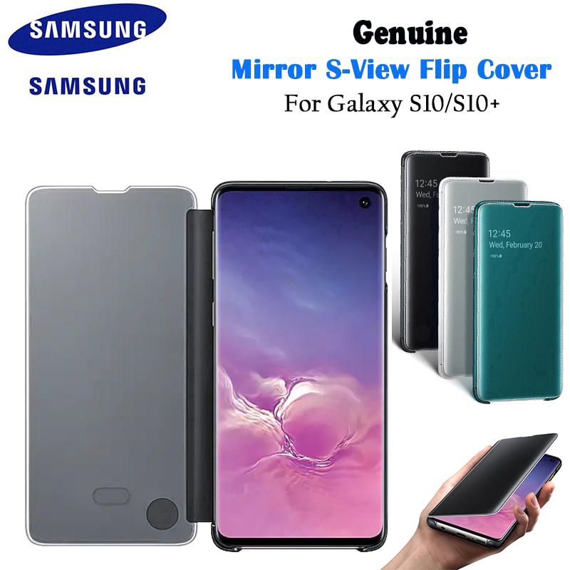 100% Original Authentic Samsung Galaxy S10 S10 Plus Mirror S-View Filp Cover Clear View Case Kickstand